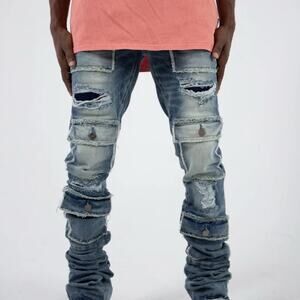 Doctrine Superstack Denim Blue Mens Jeans Size 30]